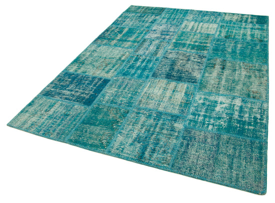 6x8 Turquoise Patchwork Rug - 31986