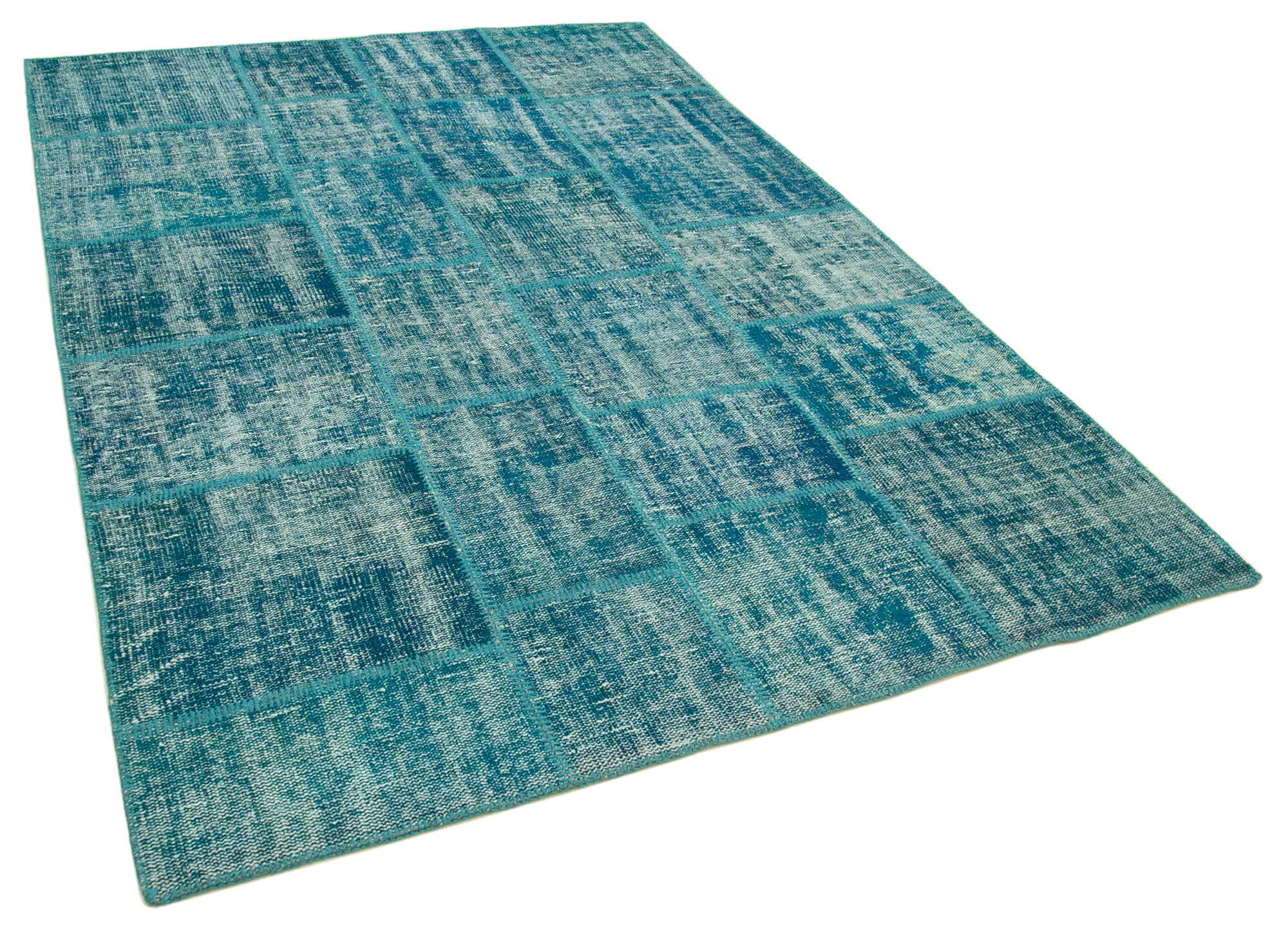 6x8 Turquoise Turkish Patchwork Rug - 31987
