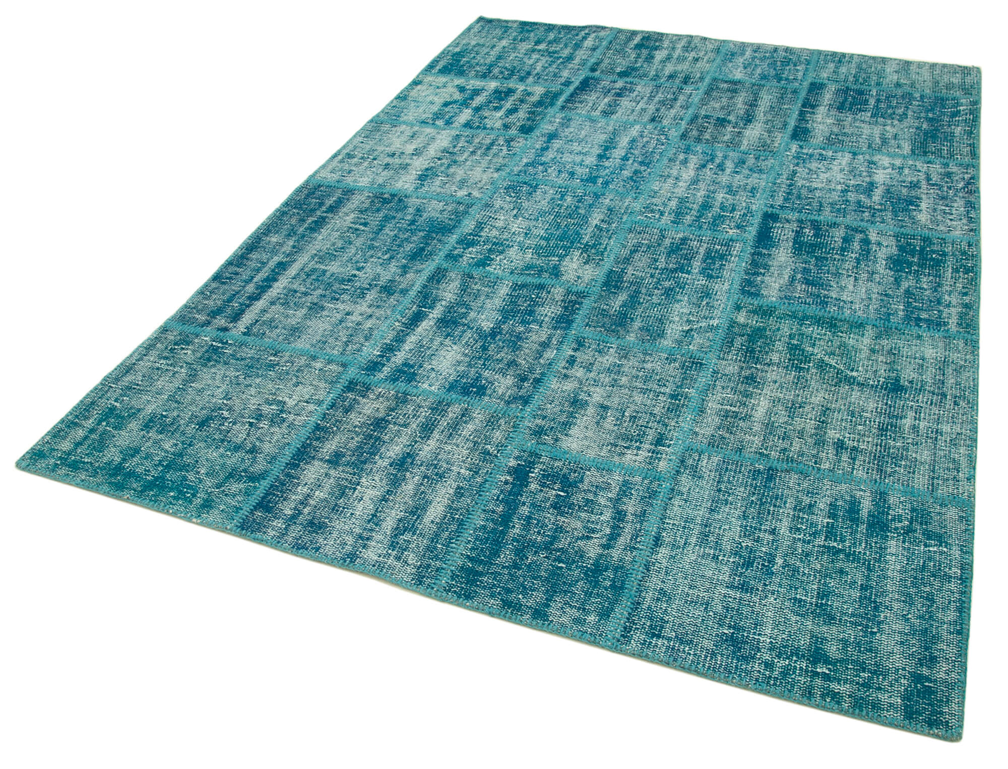 6x8 Turquoise Turkish Patchwork Rug - 31987