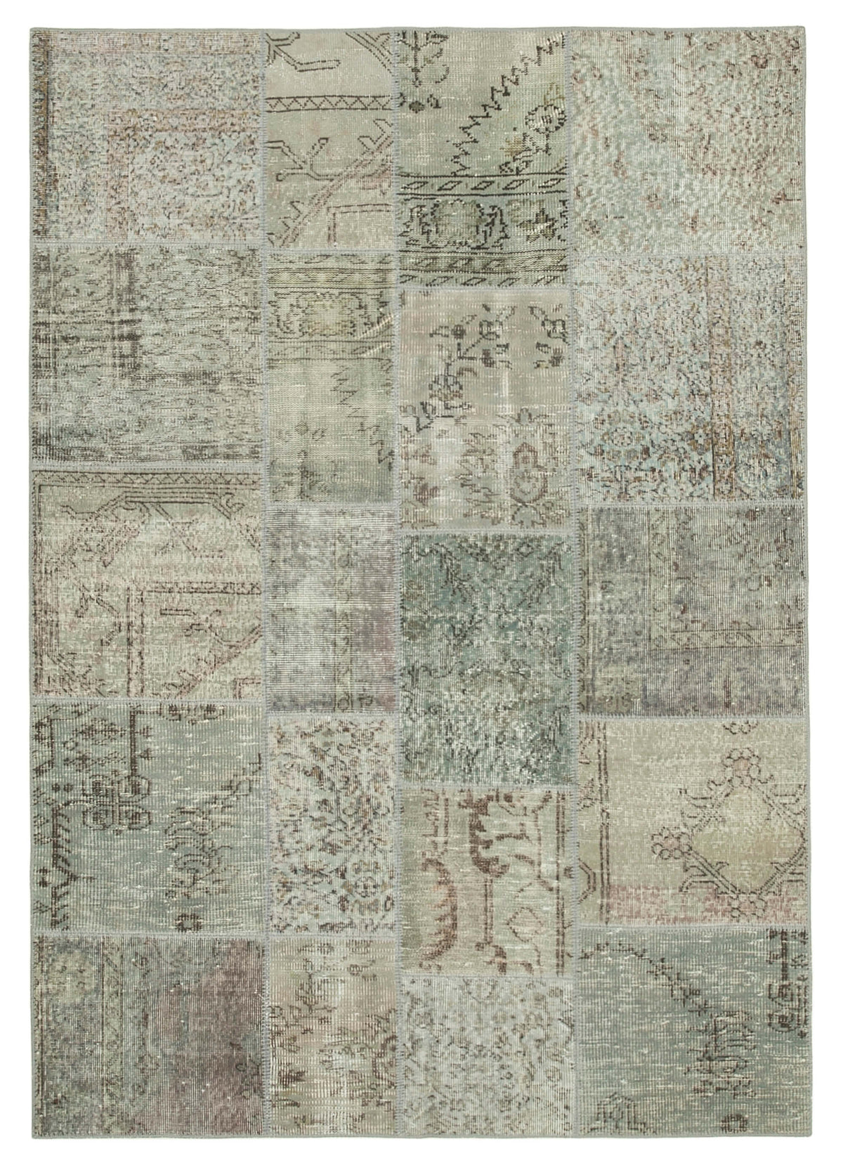 6x8 Grey Turkish Patchwork Rug  - 32043