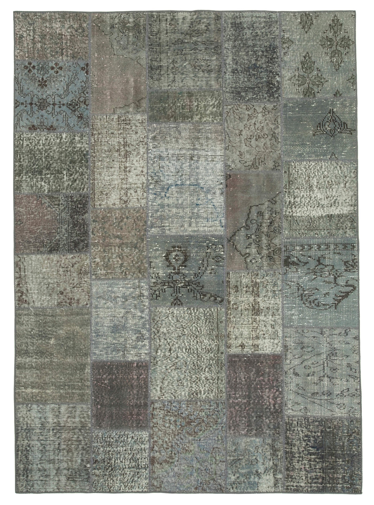 6x8 Grey Turkish Patchwork Rug - 32046