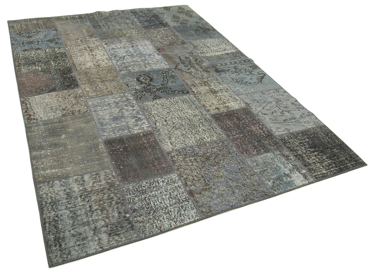 6x8 Grey Turkish Patchwork Rug - 32046