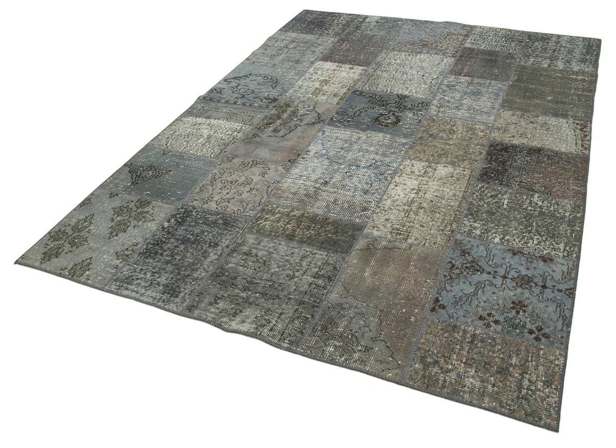 6x8 Grey Turkish Patchwork Rug - 32046