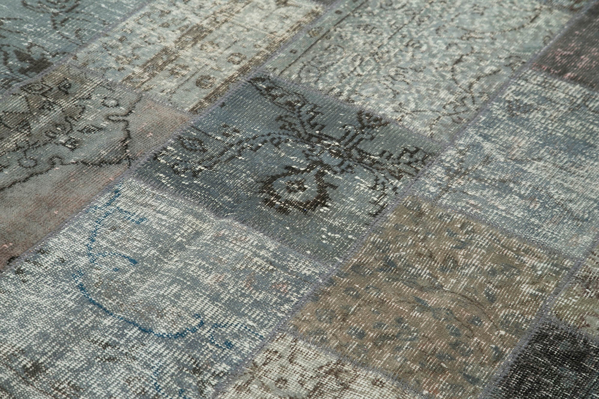 6x8 Grey Turkish Patchwork Rug - 32046