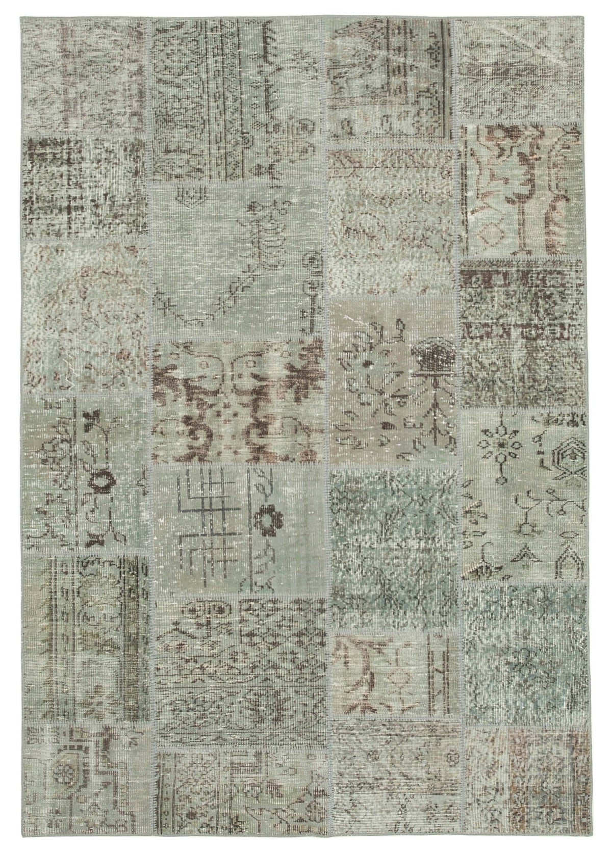 5x8 Grey Turkish Patchwork Rug - 32053