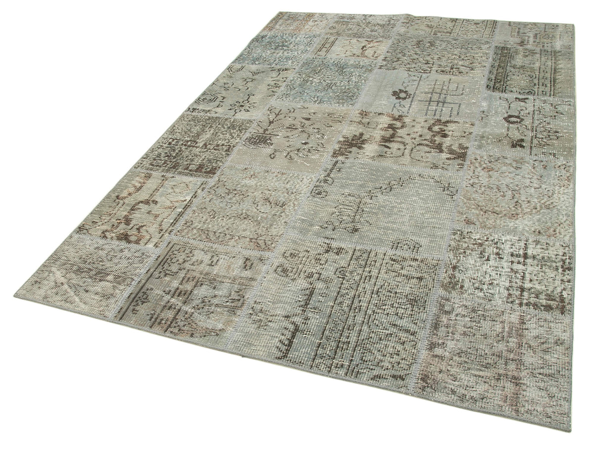 5x8 Grey Turkish Patchwork Rug - 32053