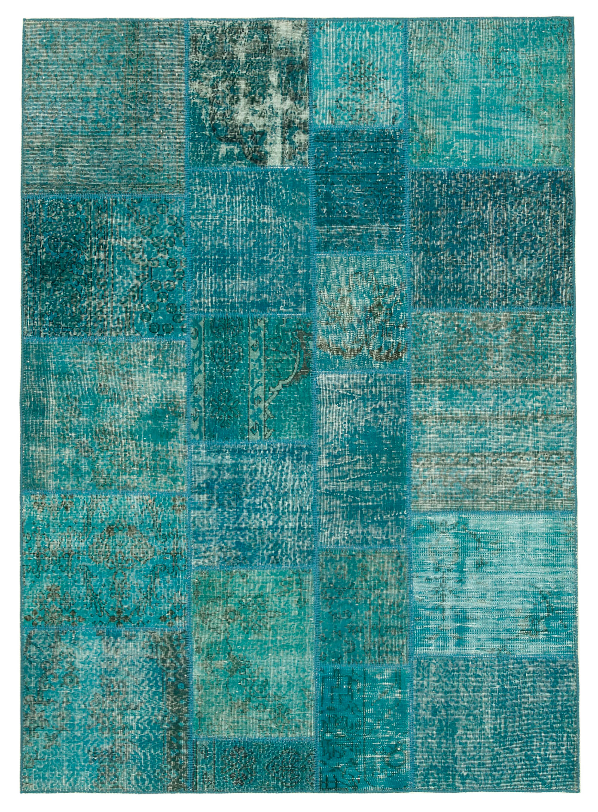 6x8 Turquoise Turkish Patchwork Rug - 32067