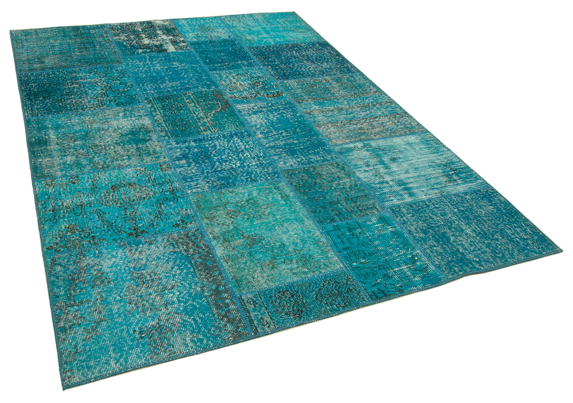 6x8 Turquoise Turkish Patchwork Rug - 32067