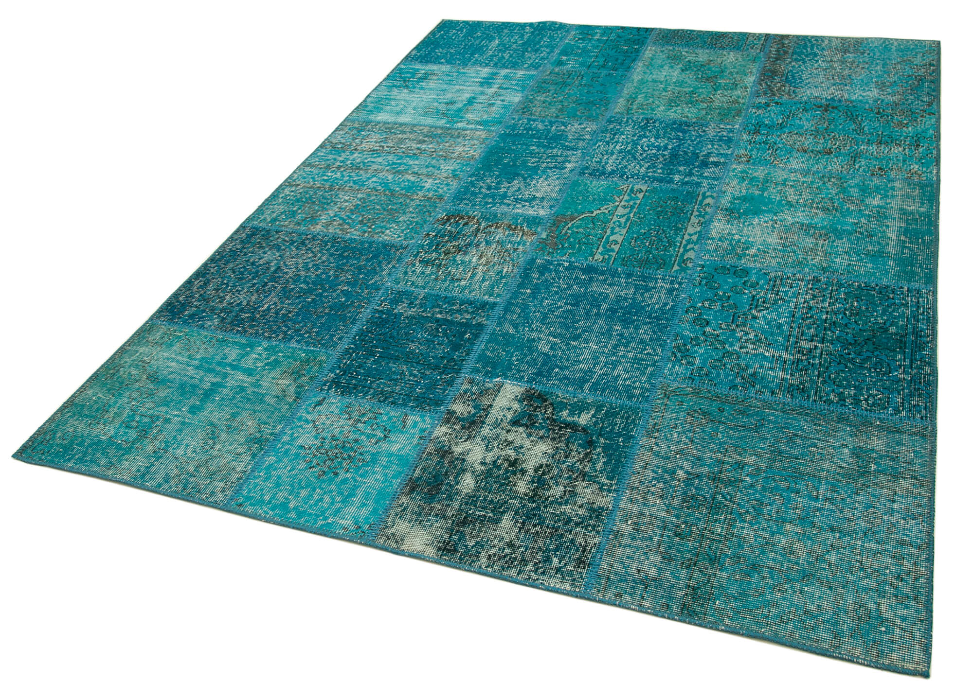 6x8 Turquoise Turkish Patchwork Rug - 32067