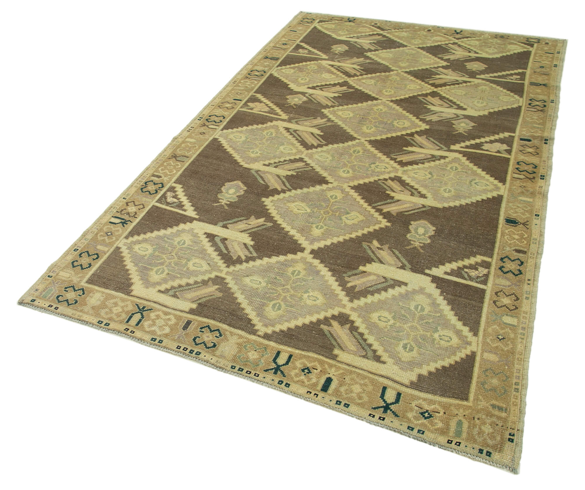 5x8 Beige Vintage Anatolian Rug - 32152