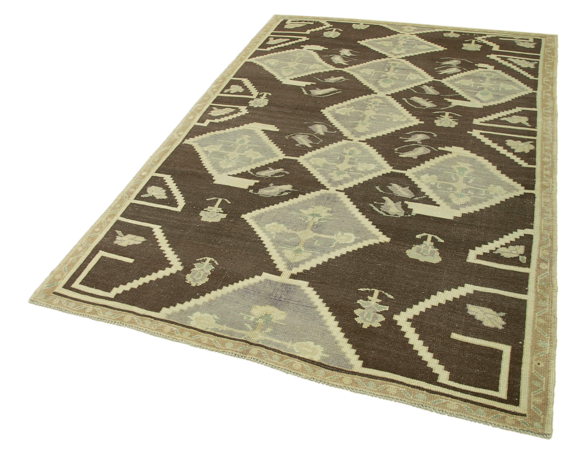 5x7 Beige Vintage Anatolian Rug - 32161