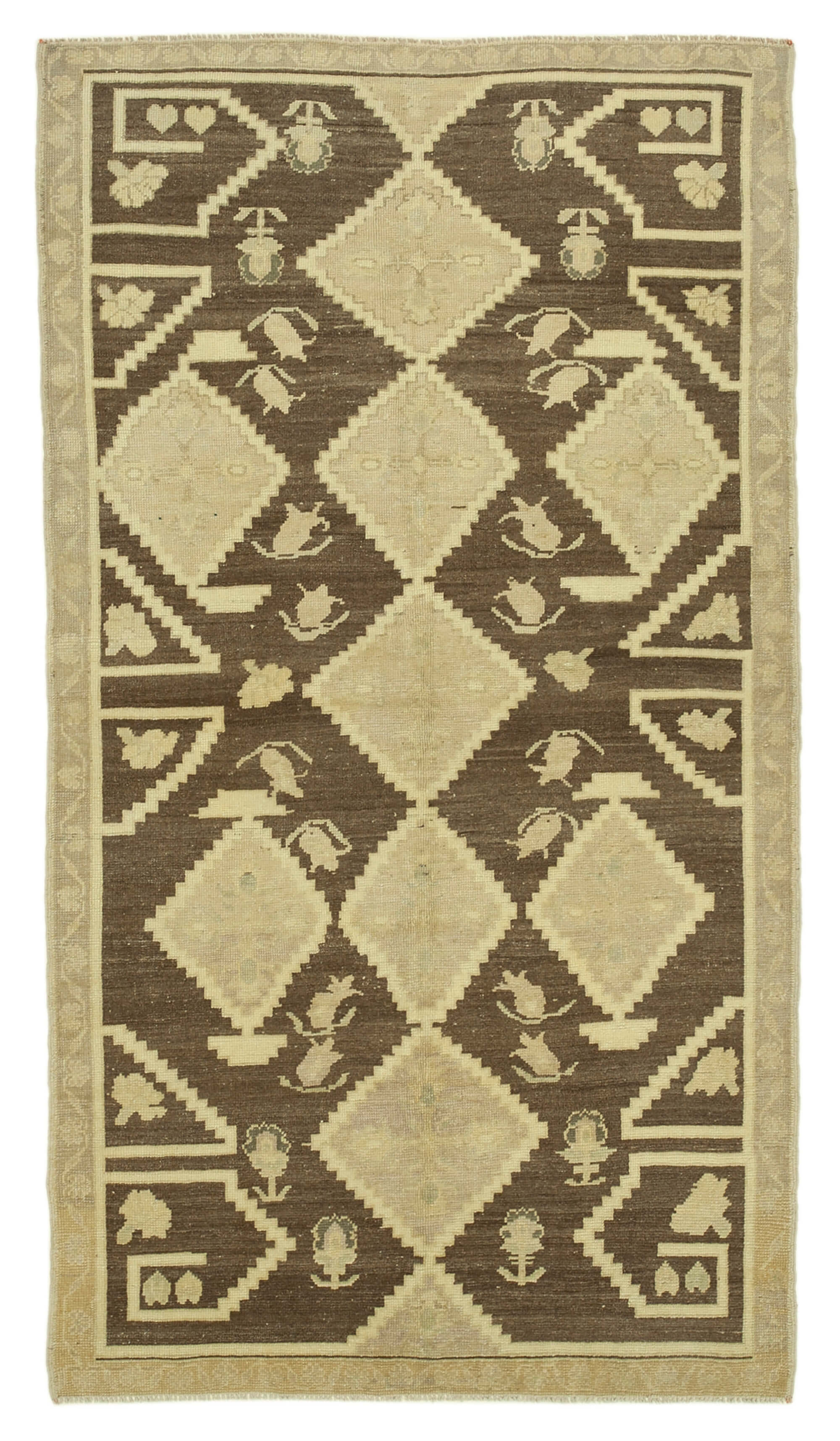 4x7 Beige Vintage Turkish Wool Rug - 32182
