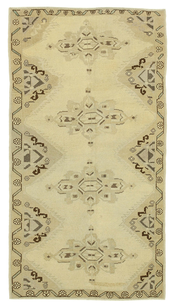 4x7 Beige Vintage Anatolian Rug - 32264