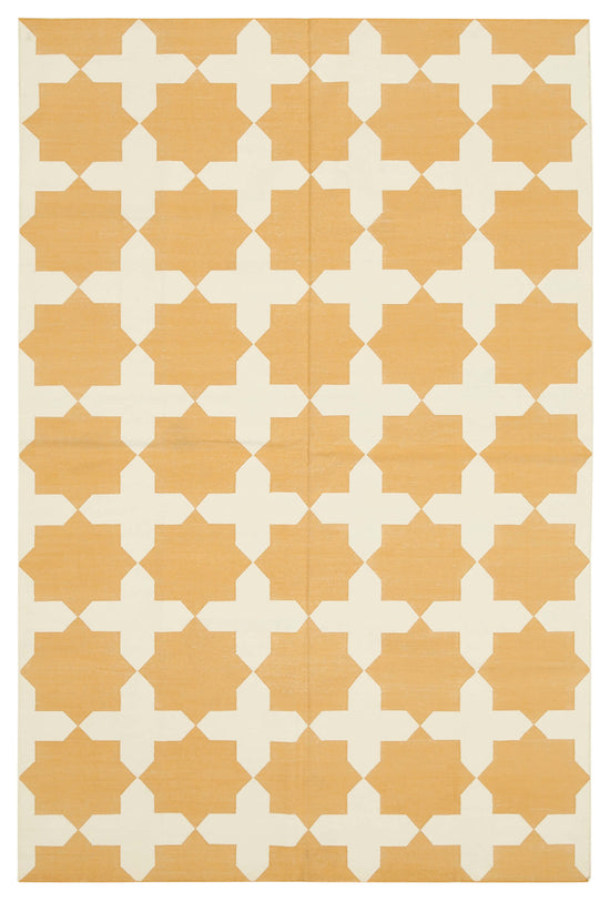 6x9 Yellow Dhurrie Rug - 32373