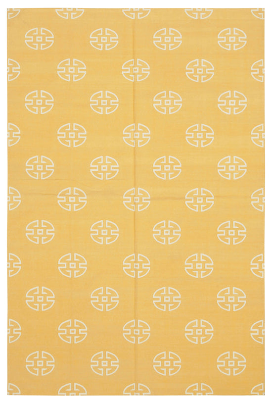 6x9 Yellow Dhurrie Rug - 32374