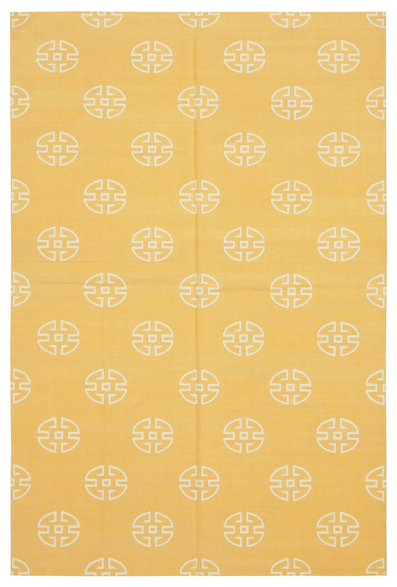 6x9 Yellow Dhurrie Rug - 32374