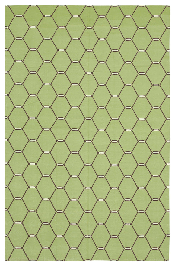 6x9 Green Dhurrie Rug - 32396