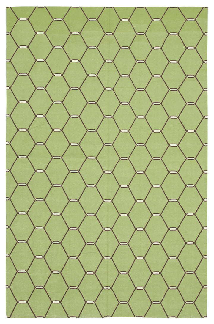 6x9 Green Dhurrie Rug - 32396