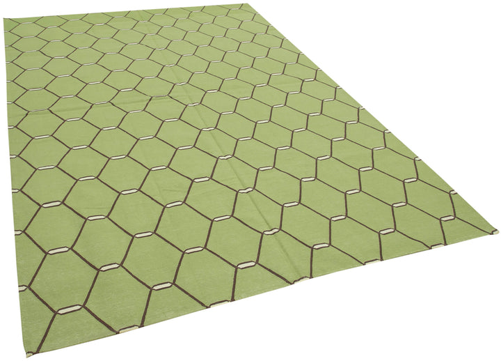 6x9 Green Dhurrie Rug - 32396