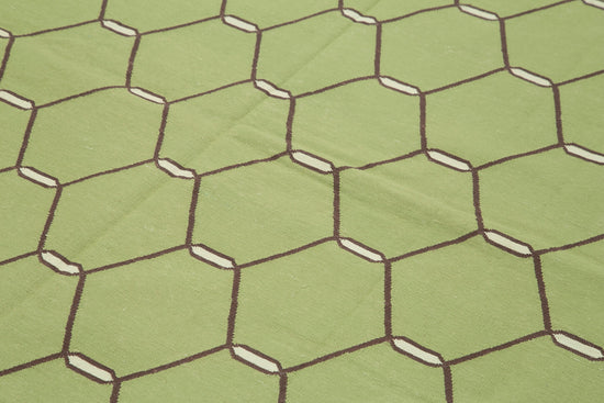 6x9 Green Dhurrie Rug - 32396