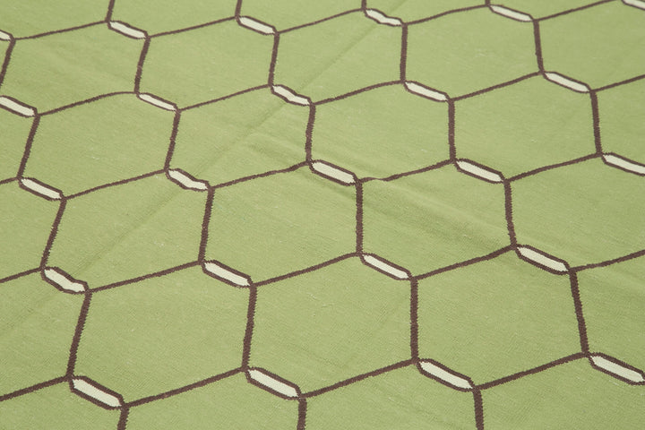 6x9 Green Dhurrie Rug - 32396