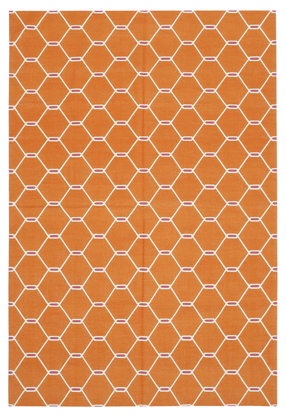 6x9 Orange Dhurrie Rug - 32397