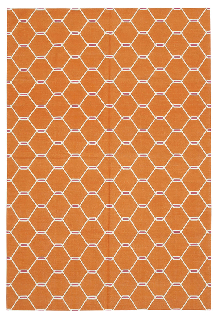6x9 Orange Dhurrie Rug - 32397