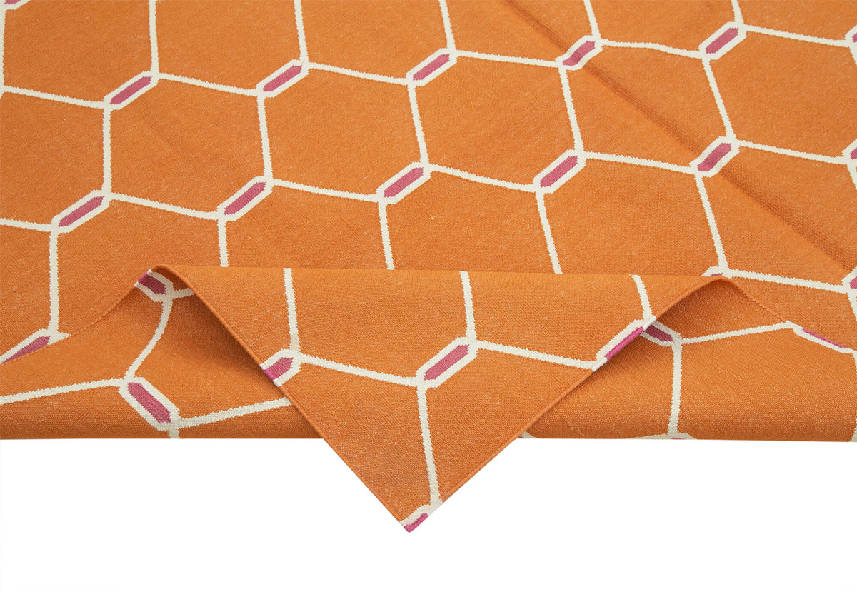 6x9 Orange Dhurrie Rug - 32397