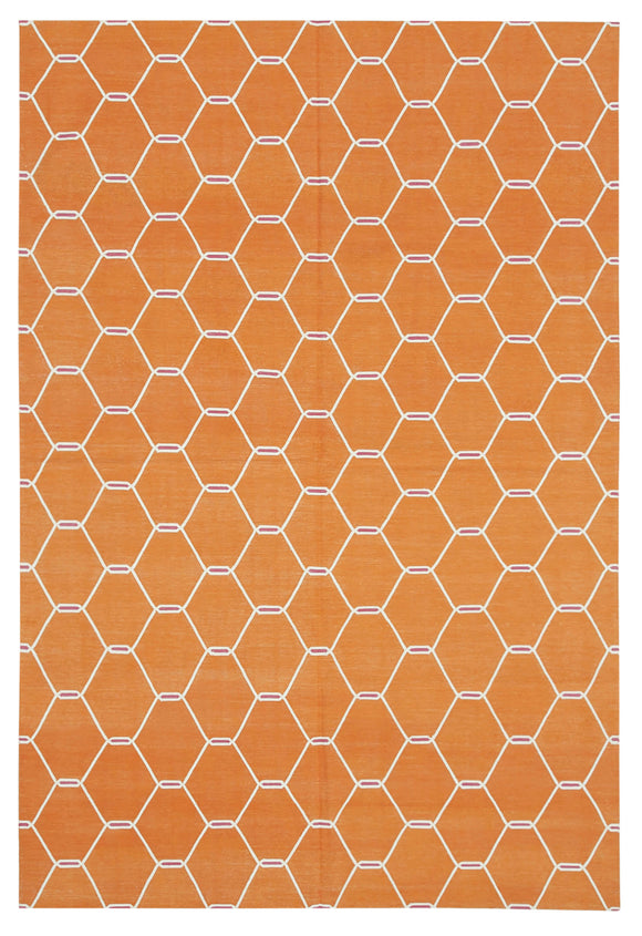 6x9 Orange Dhurrie Rug - 32399