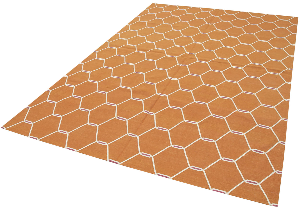 6x9 Orange Dhurrie Rug - 32399
