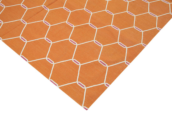 6x9 Orange Dhurrie Rug - 32399