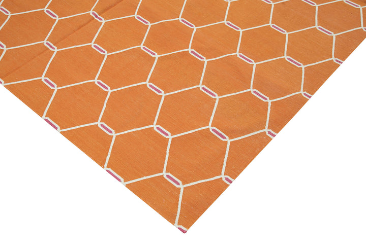 6x9 Orange Dhurrie Rug - 32399