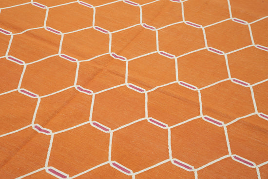 6x9 Orange Dhurrie Rug - 32399