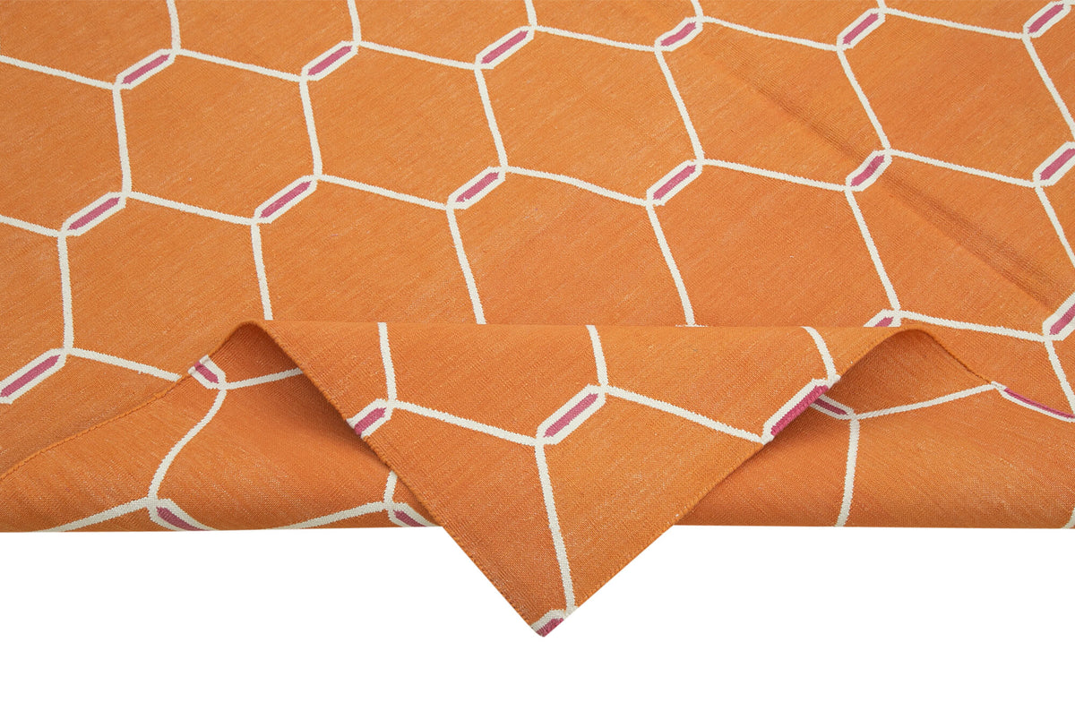 6x9 Orange Dhurrie Rug - 32399