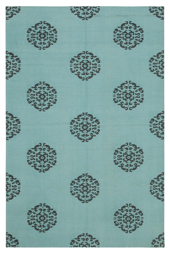 6x9 Turquoise Dhurrie Rug - 32414
