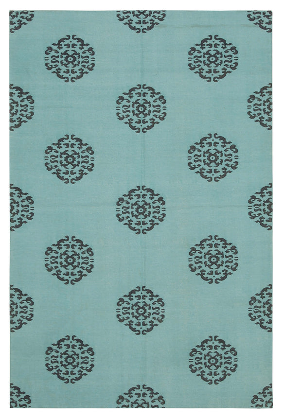 6x9 Turquoise Dhurrie Rug - 32414