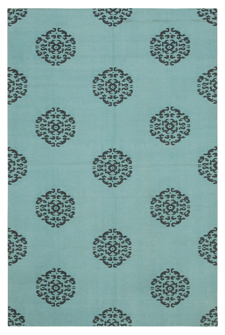 6x9 Turquoise Dhurrie Rug - 32414