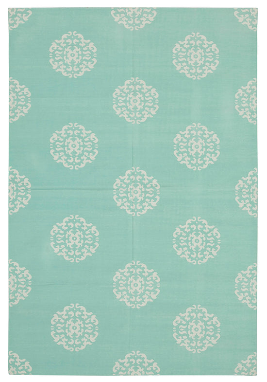 6x9 Turquoise Dhurrie Rug - 32428