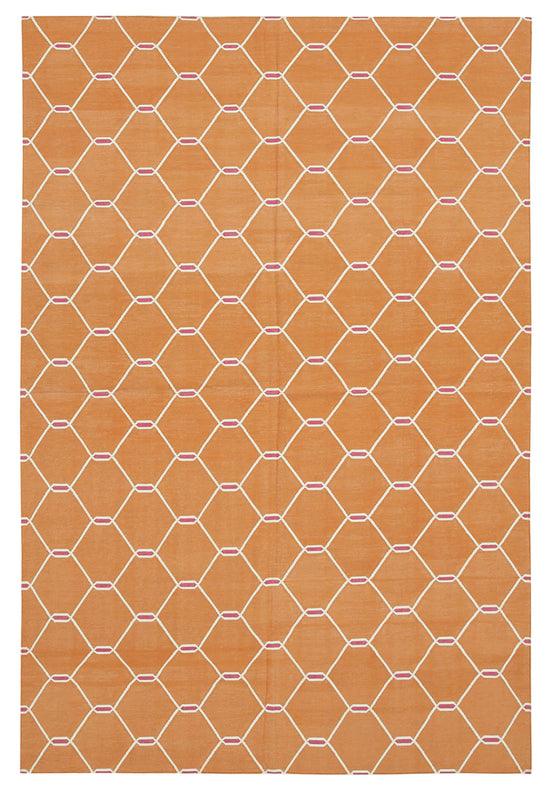 6x9 Orange Dhurrie Rug - 32432
