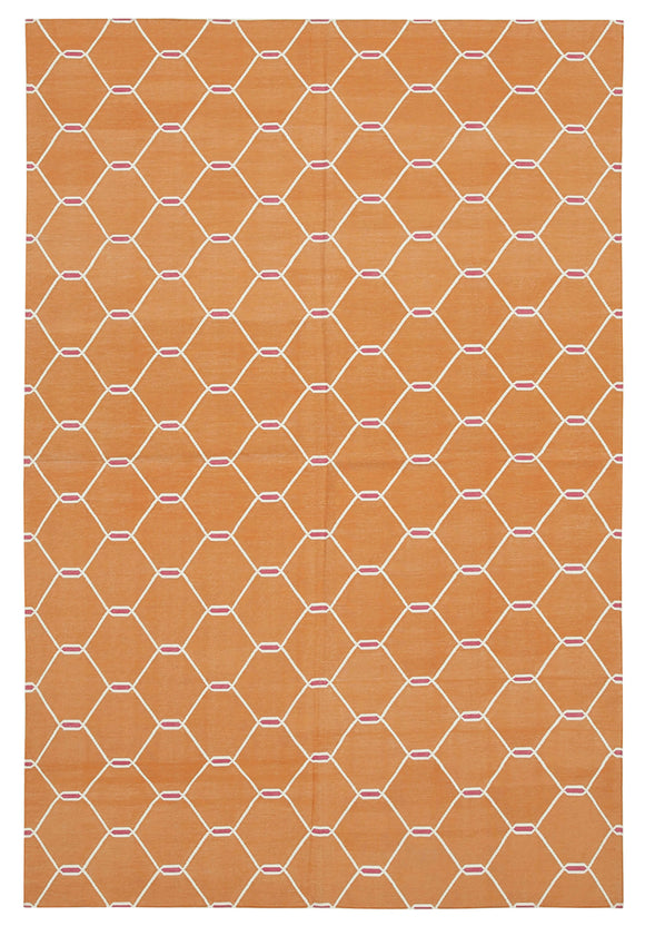 6x9 Orange Dhurrie Rug - 32432