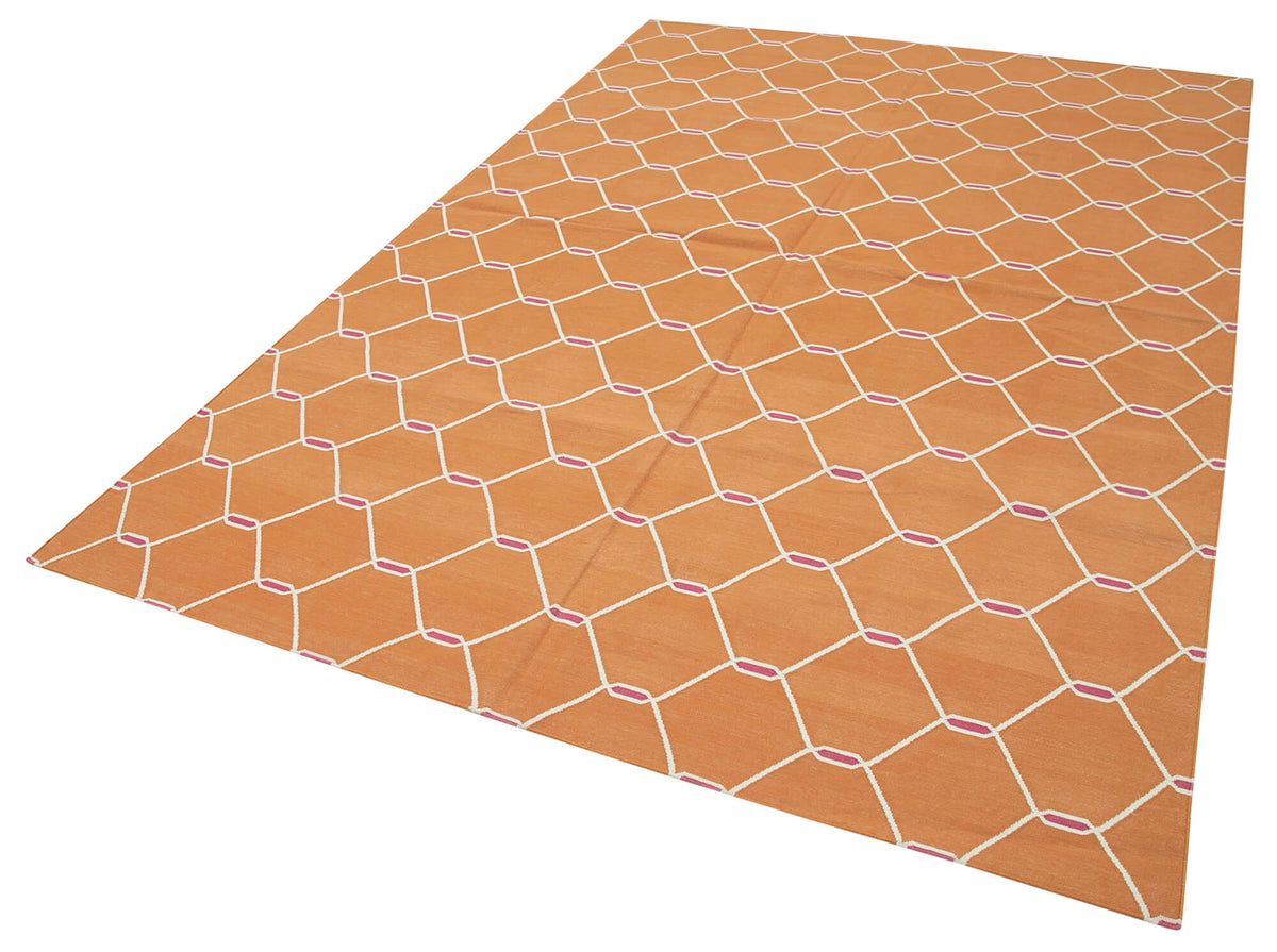 6x9 Orange Dhurrie Rug - 32432