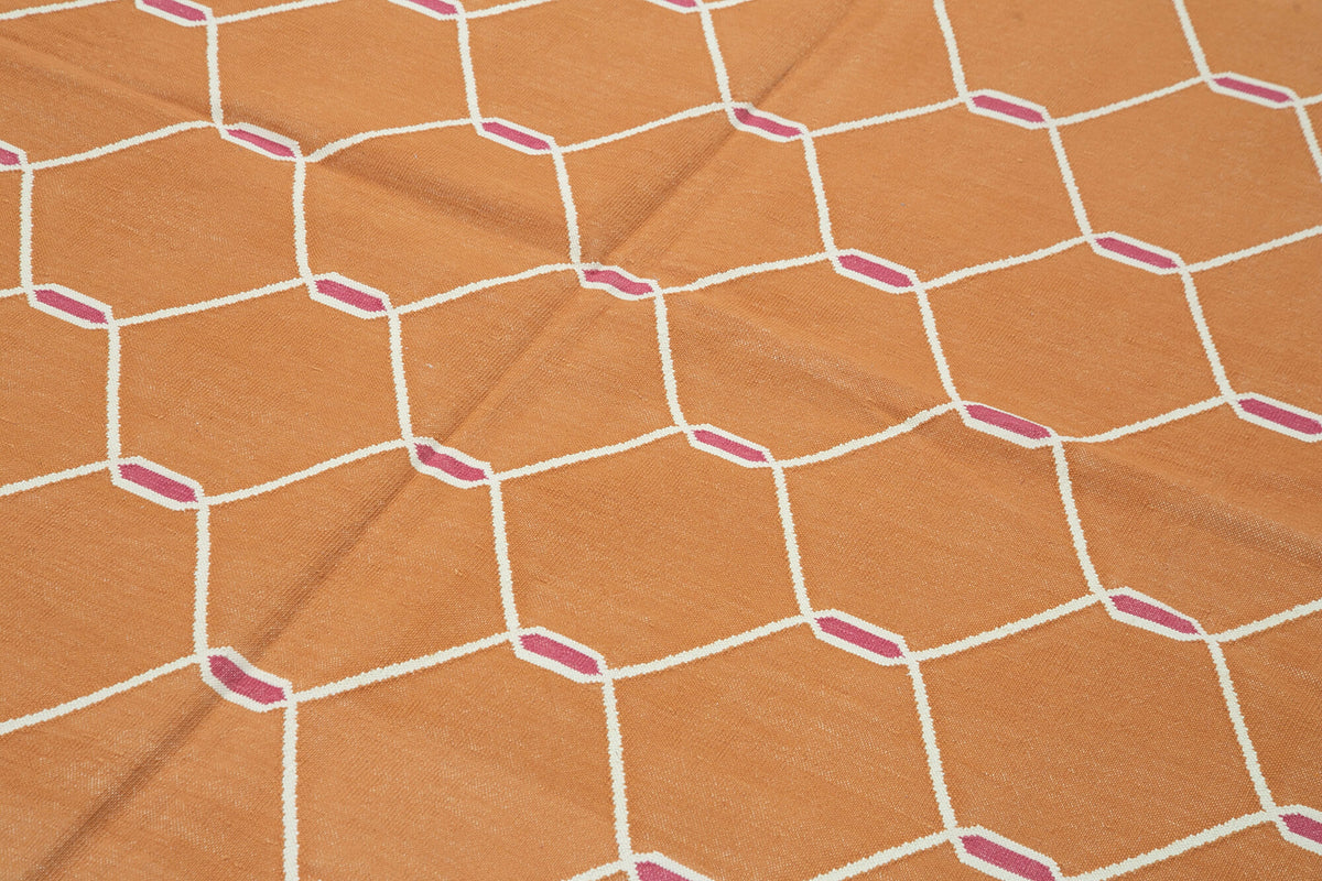 6x9 Orange Dhurrie Rug - 32432