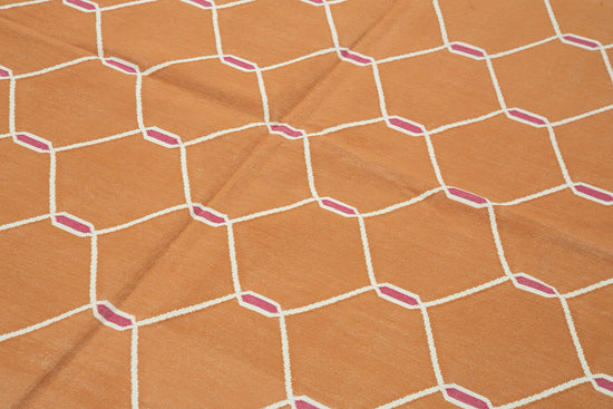 6x9 Orange Dhurrie Rug - 32432