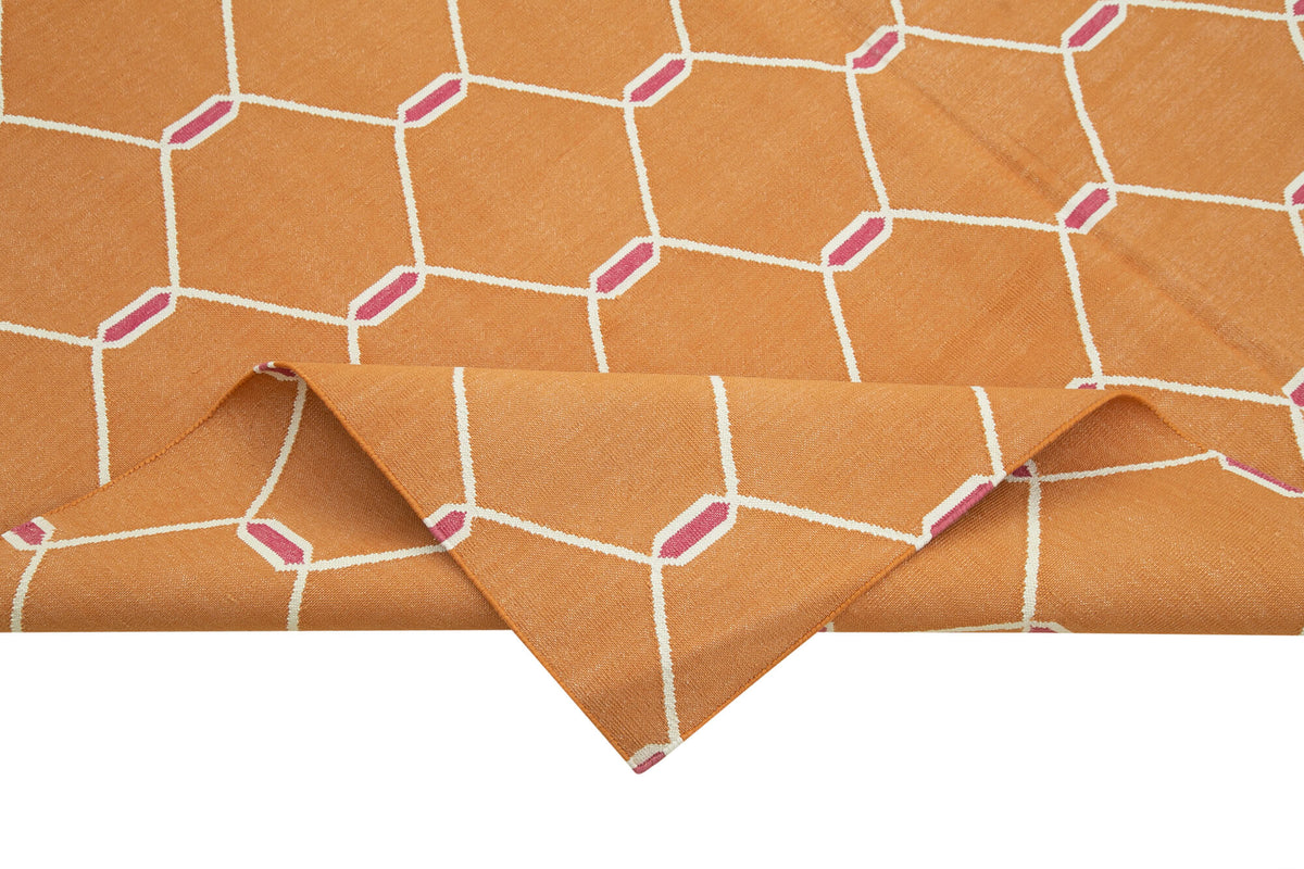 6x9 Orange Dhurrie Rug - 32432
