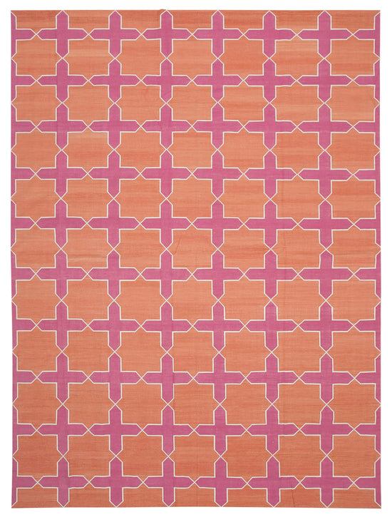 10x14 Pink Dhurrie Rug - 32448