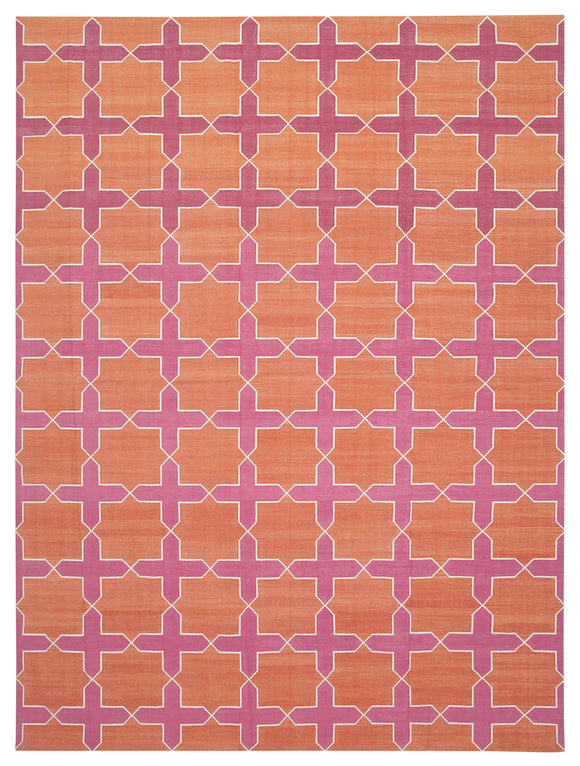 10x14 Orange Dhurrie Rug - 32449