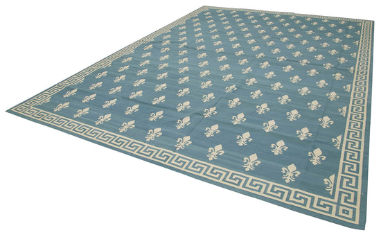 10x14 Blue Dhurrie Rug - 32456