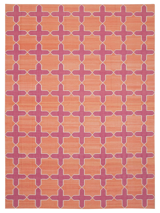 10x14 Orange Dhurrie Rug - 32462