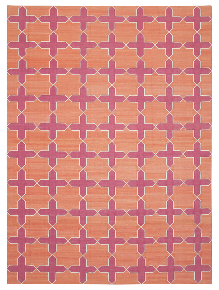 10x14 Orange Dhurrie Rug - 32462