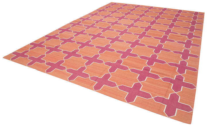 10x14 Orange Dhurrie Rug - 32462